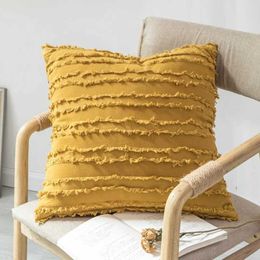 Cushion/Decorative Yellow Striped Cushion Covers 45x45 Throw Cover for Couch Home Decor s for Sofa Bedroom Solid Colour Cases