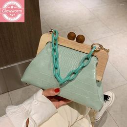 Bag Fashion Clip Shell Women Shoulder Bags Designer Acrylic Chains Handbags Luxury Alligator Pu Leather Crossbody Lady Clutches