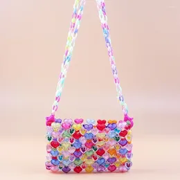 Totes Designer Luxury Summer Beach Party Handbag 2024 Acrylic Love Messenger Handmade Woven Niche Ladies Transparent Bags For Women