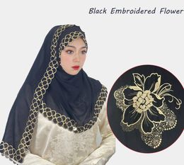 Ethnic Clothing Soft & Comfortable Solid Colour Pullover Head Scarf Spring And Autumn Black Embroidered Women Elegant Temperament Warm