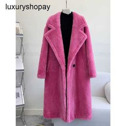 Maxmaras Coat Teddy Bear Womens Cashmere Coats Wool Winter 2024 New Warm m Family Sheep Cut Fleece Lamb Hair Particle Fur Wome