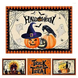 Table Mats Placemats Halloween Polyester Oilproof Pumpkin Ghost Kitchen Decor Linen Pad Bowl Mat Tablecloth For Dinning