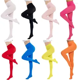 Women Socks Solid Coloured Semi Opaque Footed Tights High Waist Pantyhose Control Top F3MD