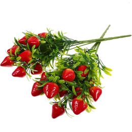 Decorative Flowers 2 Pcs Simulated Strawberry Branches Fake For Vase Artificial Ornament Faux Plant