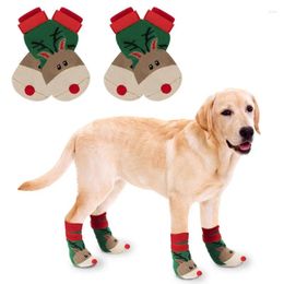 Dog Apparel 4Pcs/set Winter Warm Socks Christmas Year Anti Slip Foot Cover Chihuahua Teddy Shoes Cat