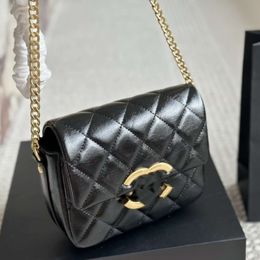 Handbag Designer Brand Women's Bag Classic Square Fat Chain New Black Gold Leather Full Ling Grid Universal Shoulder Crossbody