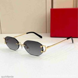 Top Level Original Cartere Designer Sunglass Ct0029 New Horseshoe Buckle Highquality Metal Frameless Small Circle Sunglasses Uv Resistant with 1:1 Real Logo