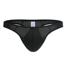 Underpants Men's Sexy Breathable Low Rise Briefs Seamless Bulge Pouch Underwear Thong Transparent Ice Silk