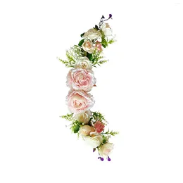 Decorative Flowers Artificial Rattan Circle Silk Cloth Wreath Pendant DIY Wall Door Threshold Flower Decoration Home Living Room Party