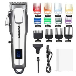 Professional Hair Clipper Mens Shaving Machine High Power Adjustable Cordless 0 Gap Trimmer Cutting 240411