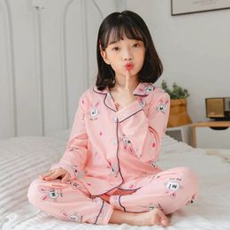 Childrens Clothing Spring Autumn Full Sleeve Button Down Pyjamas for Girls Teen Animal Pijamas Sets Kids 240418
