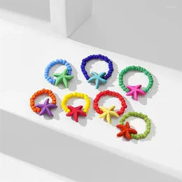 Cluster Rings Design Girl Colored Cute Star Curtain Resin Plastic Chunky Bean Acrylic Jewelry