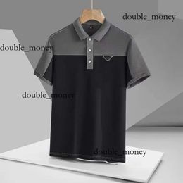 Praada Designer Polo Shirt Men's Pra Basic Business Polos Designer T-shirt Fashion French Brand Men's T-shirt Embroidered Arm Badge Letter Emblem Prades 648