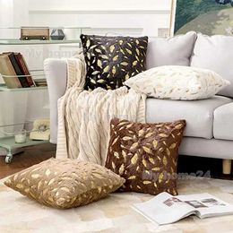 Cushion/Decorative 2Pcs 43*43cm Feather Cushion Cover Decorative Cases Throw case Solid Color Plush Home Decor Sofa Covers