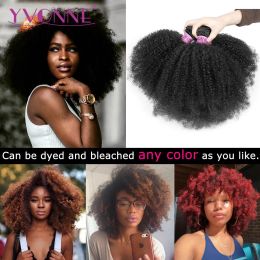 Weaves Yvonne Afro Kinky Curly Virgin Hair Bundles 1/4 Bundles Human Hair Weave Natural Color