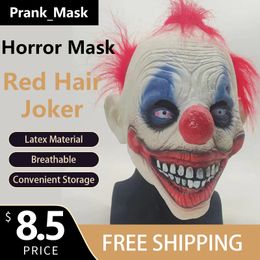 Joker Mask Red Hair Halloween Costume Free Shipping Terror Mask Cosplay Latex Mask Funny Props Toys Party Toys & Supplies Mask Gift