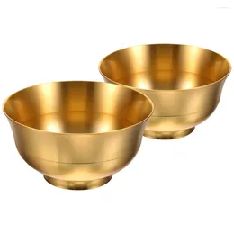 Bowls 2 Pcs Cornucopia Gold Bowl Living Toom Decore Offering Water Cup Offerings Homedecor Brass Temple Tibetan