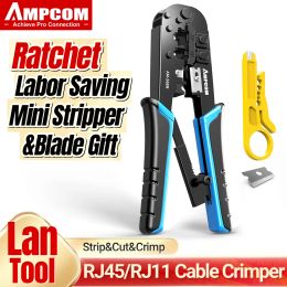 Tools AMPCOM rj45 crimper RJ11 RJ45 Crimping Tool Ethernet Network LAN Cable Crimper Cutter Stripper Plier for 6P 8P RJ11/RJ12 RJ45