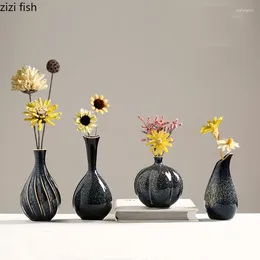 Vases Small Ceramic Vase Living Room Flower Arrangement Dried Tabletop Hydroponic Plant Home Decoration Crafts