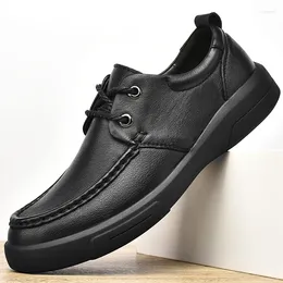 Casual Shoes Men Sneakers Spring Autumn Lightweight Genune Leather Flats Leisure Trend Black Business Drop