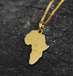 Mens 18k Gold Silver Charm Africa Map Pendant Necklace Fashion Hip Hop Jewellery For Stainless Steel Chain Micro Rock Men Choker Nec6149310