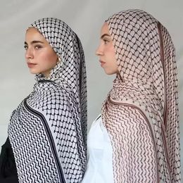 2024 s Keffiyeh Print Muslim Ladies Hijab Keffiyeh Palestine High Quality Scarf Hijab Muslim Womens Shawl 185*70cm 240419