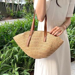 Evening Bags High-capacity Design 2024 Summer Women Weave Straw Tote Bag In Travel Beach Handmade Lady Big Shoulder Side Handbags