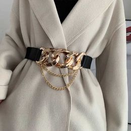 Waist Chain Belts Luxury Gold Silver Chain Belt Elastic Metal Waist Belts for Women Stretch Cummerbunds Ladies Dress Coat Sweater Waistband