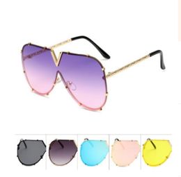 Onepiece Mens Sunglasses Brand Designer Women Sun Glasses Steampunk Oversized Windproof Mirror Large Gold 20186465609