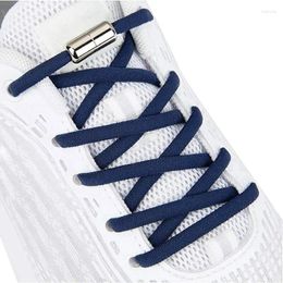 Shoe Parts 1 Pair Elastic Shoelaces Round Metal Lock Laces Without Ties Convenient And Safe Lazy Shoes Lace For Sneakers Accessories