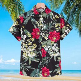 Men's Casual Shirts Summer Short Sleeve Printed Shirt Thin Beach Clothing Turtle Neck Polo For Men Hawaiian Top