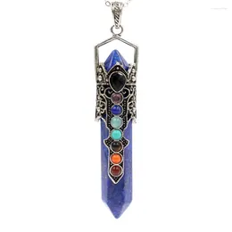 Pendant Necklaces Natural Stone Hexagonal Prism Necklace Pendants Lapis Lazuli Opal Etc Charms Amulet European Fashion Jewellery 1pcs