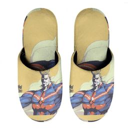 Slippers All Might (4) Warm Cotton For Men Women Thick Soft Soled Non-Slip Fluffy Shoes Indoor House Size