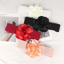 Belts Imitation Leather Fashion Floral Waistband Solid Colour Cloth Elastic Wide Waist