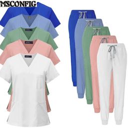 Multicolor Unisex Short Sleeved Pharmacy Nurse Uniform Hospital Doctor Workwear Oral Dental Surgery Uniforms Scrubs Sets 240410