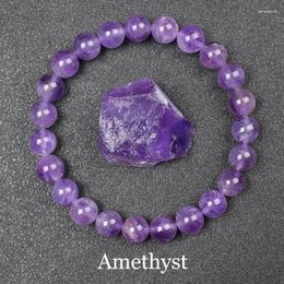 Strand Natural Amethyst Bracelet High Quality Stone Bead Bracelets Women Men Real Original Purple Reiki Crystal Quartz Jewellery