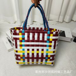 New Hand-woven Bag Beach Bag Vegetable Basket Companion Gift Bag Outing Storage Basket Handbag Portable Bag