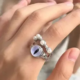 Cluster Rings Contrast Opal Stone Ring For Women Cool And Fashionable Style Individualized Couples Can Wear A Small Versatile