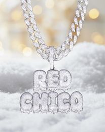 With 20MM Cuban Chain Custom Name Drip Bubble Letters Chain Pendants Necklaces Men039s Zircon Hip Hop Jewellery For Gift CX2007253565750