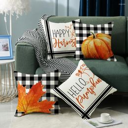 Pillow Autumn Print Throw Cover Pumpkin Home Decoration Case Linen Living Room Bedroom 45x45