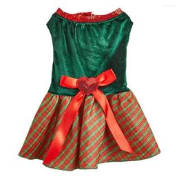 Dog Apparel 2024 Christmas Pet Dress Bow Decoration Year Dogs Cats Sleeveless For Small Medium Festive Outfit
