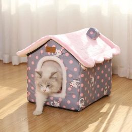 Mats Detachable Closed House for Pets, Cute Cat Home, Dog Cave Style House, Small Animals Supplies, Luxury Kitten Bed, Puppy