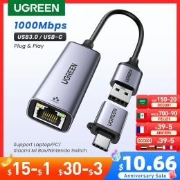 Adapters UGREEN USB Ethernet Adapter USB3.0 1000Mbps USB RJ45 Network Card for Laptop Xiaomi Mi Box S Nintendo Switch PC Internet USB Lan