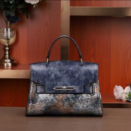 High quality luxury design handbag tote bag 2024 new spring ostrich pattern genuine leather women's crossbody shoulder bag