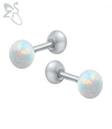 Charming Stud Earrings Round Ball Real Opal Stones Brinco Steel Pierced Ear Studs Birthday Gift For Girls Friend Bijoux15973739