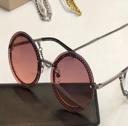 Fashion Round Sunglasses Chain Necklace Sonnenbrille gafas de sol Women fashion rimless sunglasses glasses New with Box5693875