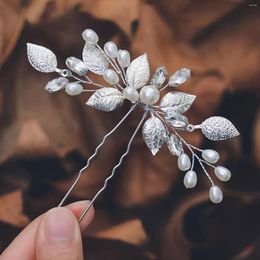 Hair Clips Wedding U-shape Hairpin With Pearl Floral Clip Fork For Women Fashion Bride Accessories Crystal Bridal Tiaras Headwear