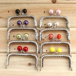 8PCS Super Cute 8.5CM Silver Lace Candy Bead Metal Purse Frame Kiss Clasp Bag accessory 240419