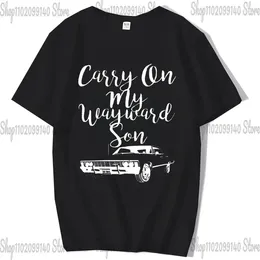 Women's T Shirts Carry On My Wayward Son Women Tshirts Supernatural Winchester Gothic Vintage Female Clothing Loose Graphic Tops