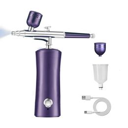 Rechargeable Airbrush Compressor Kit Air Brush Sprayer Gun Water Oxygen Deep Hydrating Machine For Nail Art Tattoo Cake Makeup 240419